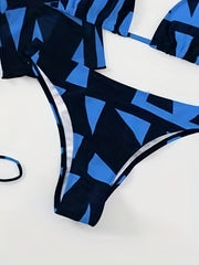 Halter Triangle Bikini Set with Cover Up