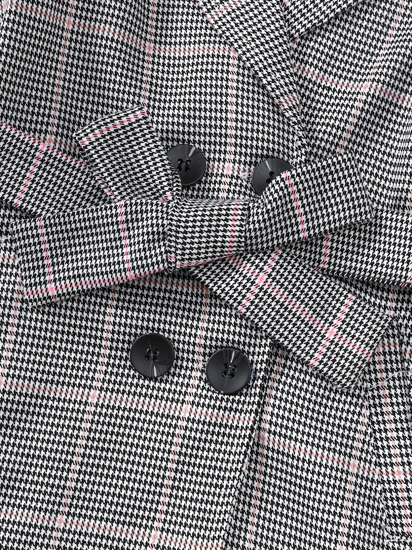 Girls Houndstooth Plaid Peacoat Jacket Kids Overcoat Fall Spring