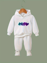 Girls 2pc Cartoon Hooded Sweatshirt & Sweatpants Set Kids Clothes For Girls