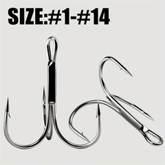 75pcs No 1-14 Iron Treble Hooks Fishing Accessories