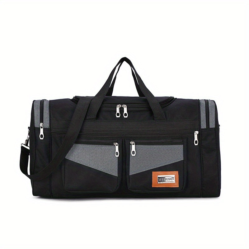 Large Capacity Duffel Bag with Double Zipper and Adjustable Shoulder Straps
