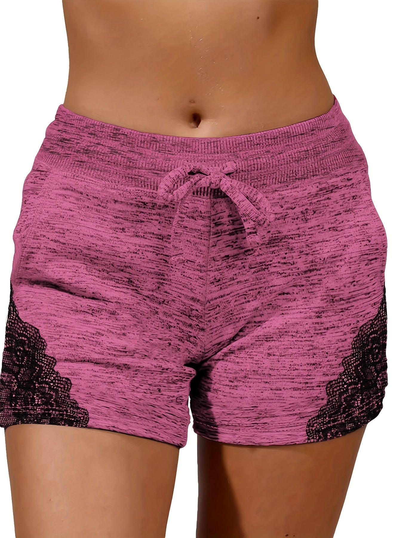 Lace Contrast Summer Loose Shorts Casual Pockets Beach Shorts