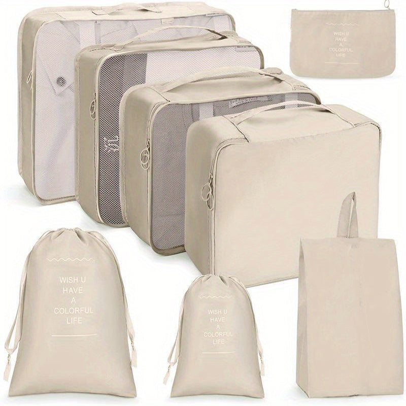 8-Pcs Travel Luggage Bag Set - Dustproof Clothes Organizers