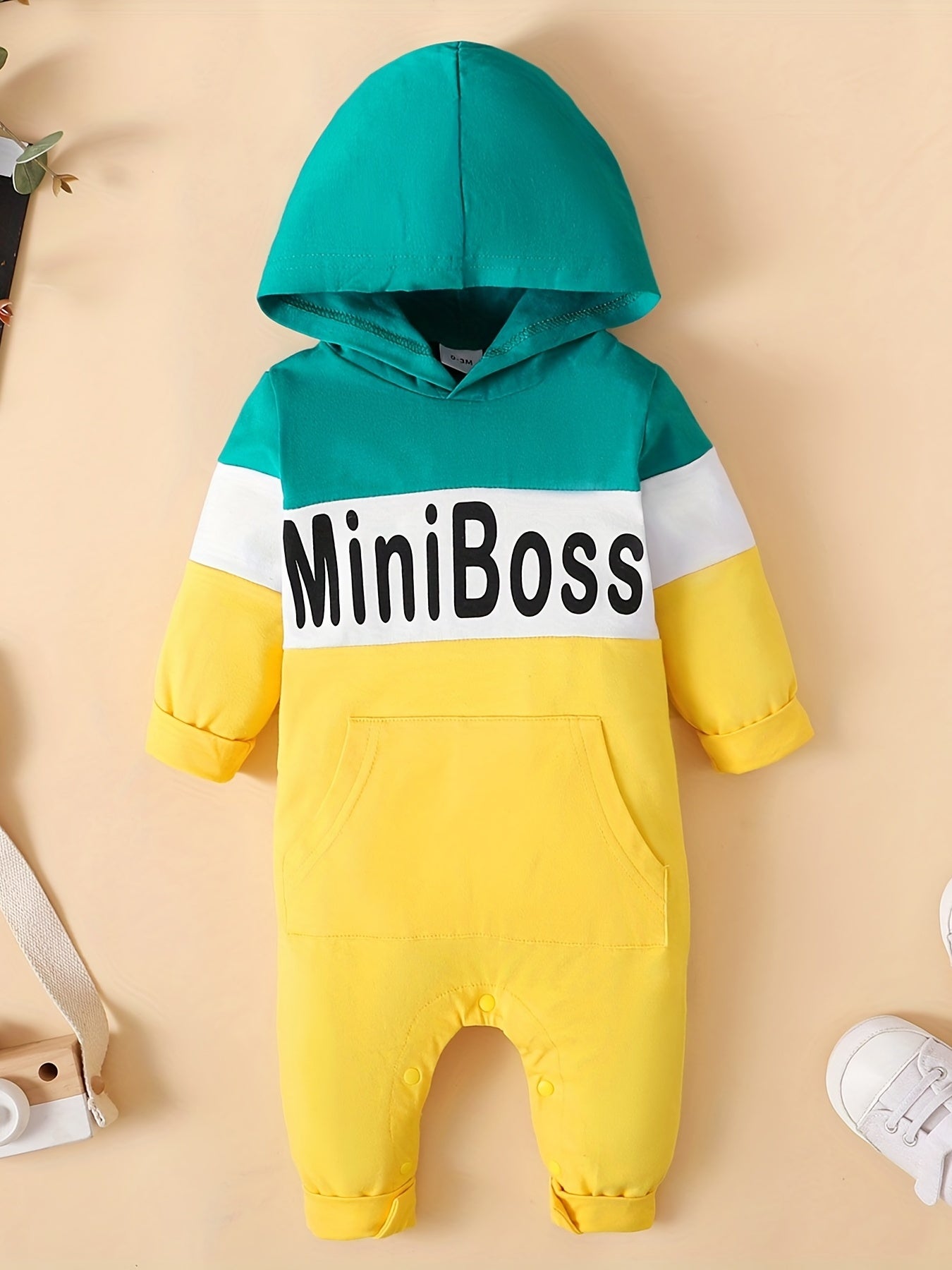 Baby Boy MINI Block Hooded Jumpsuit
