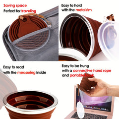 Silicone Folding Water Cup Portable Mouthwash Cup With Lid And Lanyard