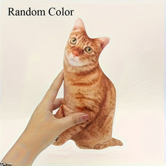 Quirky Cat Plush Toy Soft Polyester Striped Cat Plush Toy with Abstract Faces