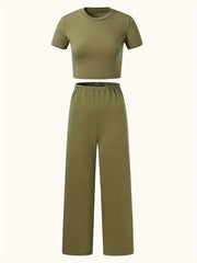 2pcs Girls Cropped Top Pants Set Spring Summer Sports Gift