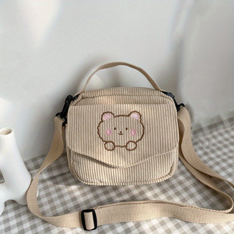 Embroidered Bear Crossbody Bag Shoulder + Purse