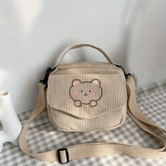 Embroidered Bear Crossbody Bag Shoulder + Purse