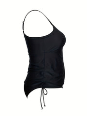 Solid Ruched Swimsuit Set