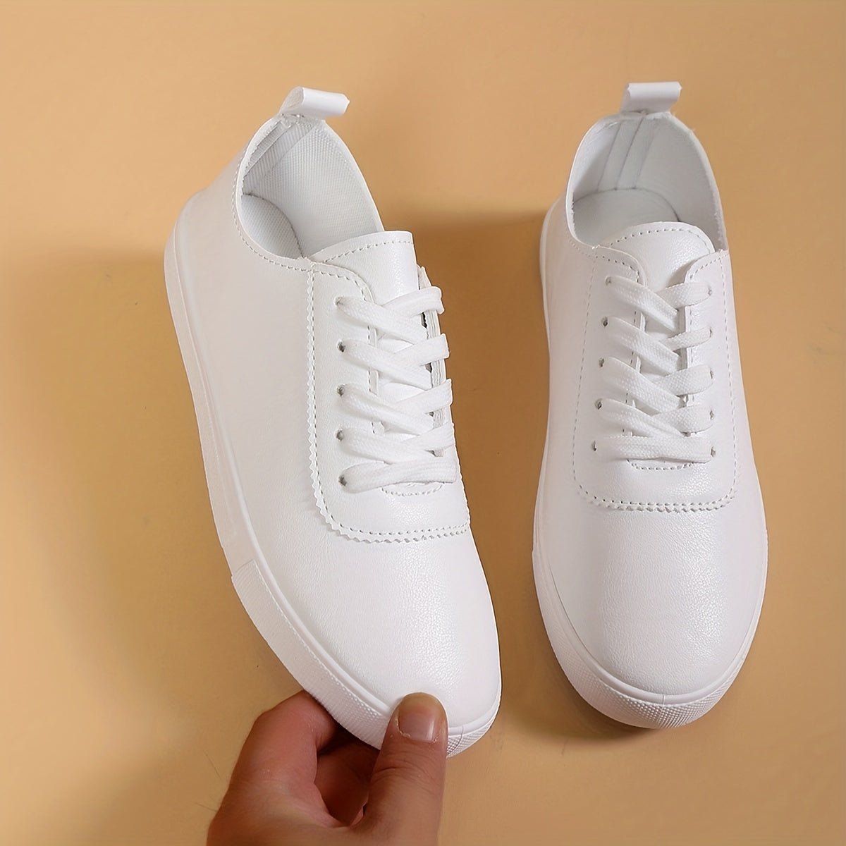 Classic Faux Leather Sneakers Lightweight Low Top Shoes
