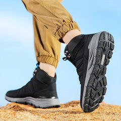 Men's Lace Up High Top Hiking Boots Anti skid PU Leather Shoes
