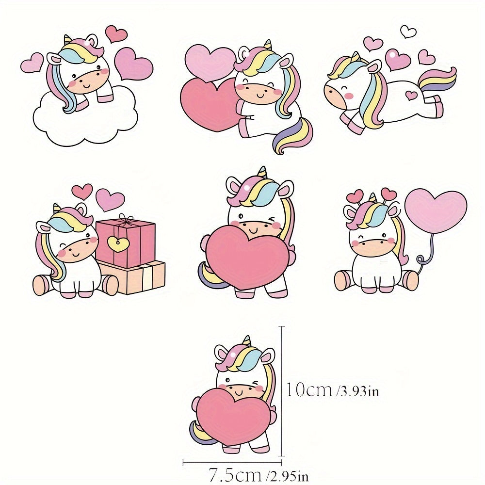6pcs Unicorn Pink Heart Rainbow Valentines Ornaments Set