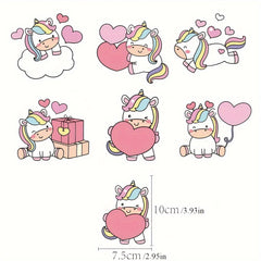 6pcs Unicorn Pink Heart Rainbow Valentines Ornaments Set