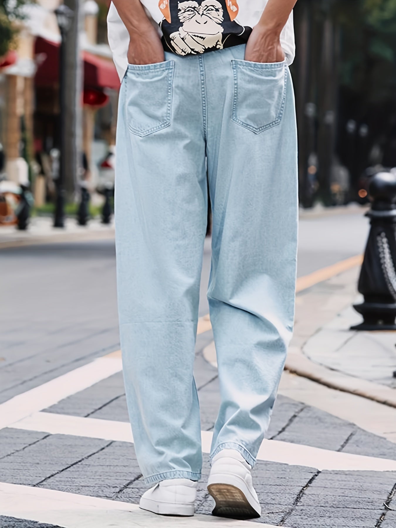 Men's Loose Denim Jeans With Pockets