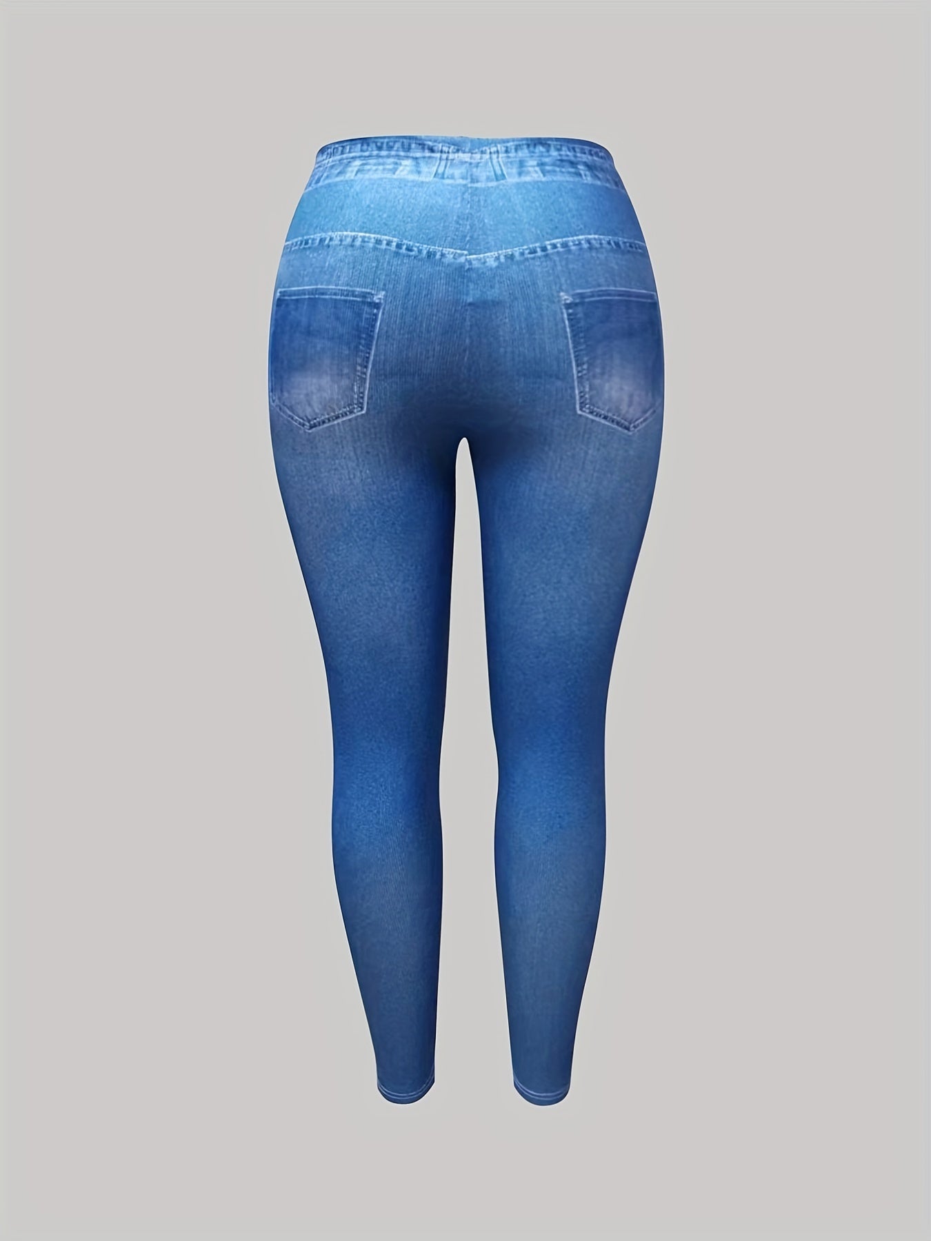 Denim & Butterfly Print Stretchy Leggings