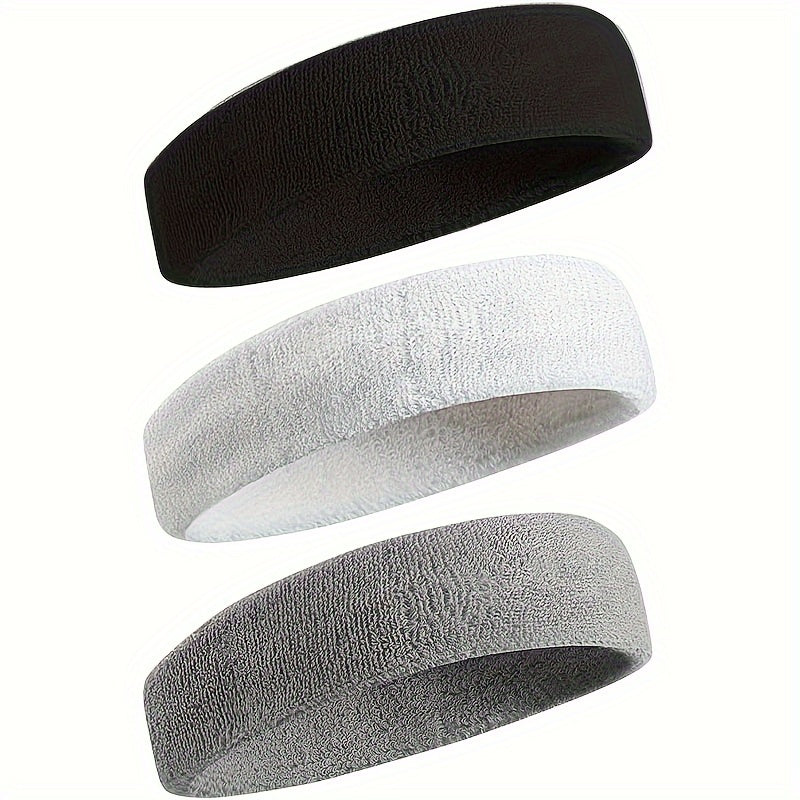 3pcs Sports Sweatband Unisex Fitness Headband for Sports Tennis & Gym