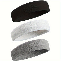 3pcs Sports Sweatband Unisex Fitness Headband for Sports Tennis & Gym
