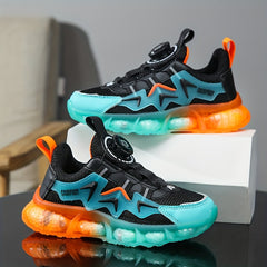 Kid's Rotating Buckle Basketball Shoes, Shock Absorption Sneakers