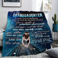 To My Granddaughter Printed Blanket - Home & Outdoor Use