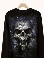 Skull 3D Print Men's Long Sleeve Tee Autumn Mens Clothing