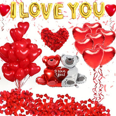 I Love You Balloon & Heart Balloon Set Rose Petal Decoration