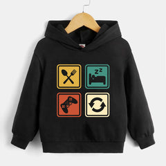 Boys Game Repeat Print Hoodies Long Sleeve Sweatshirt