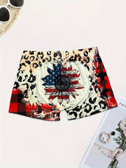 Sexy Shorts Women's Plus Flag & Sunflower & Leopard Print