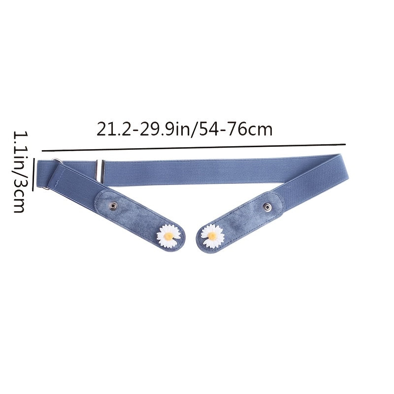 Girls Adjustable Denim Belt with Daisy Decoration