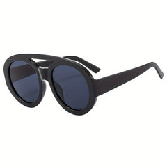 Men's Round Sun Glasses Double Beam Large Frame Sunglasses