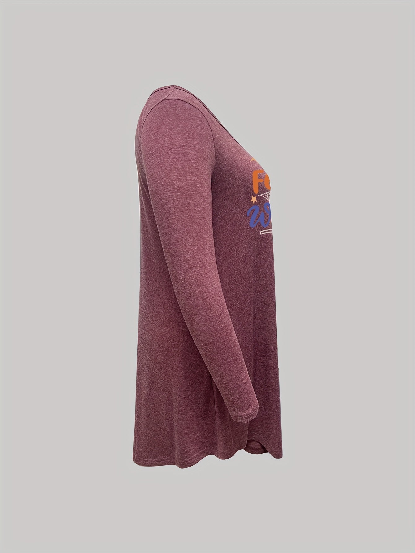 Witch Hat Print Nightdress Long Sleeve Tee Sleep Dress