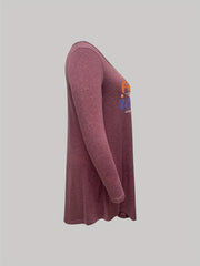 Witch Hat Print Nightdress Long Sleeve Tee Sleep Dress