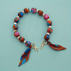 Silk Scarf Bead Bag Chain for Women's Handbag