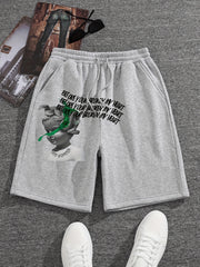 Snake & Child Statue Comfy Shorts Men's Casual Elastic Waist Drawstring Shorts