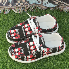 Women's Christmas Hat Pattern Flat Skate Shoes Lightweight Walking Shoes