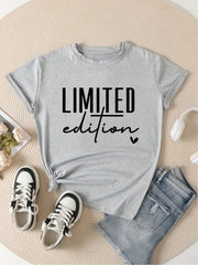 Letter Printed Round Neck T shirt Causal Short Sleeves Sports Running Tops