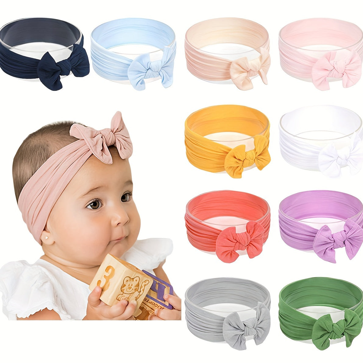 10pcs Nylon Headbands Hairbands Soft Headwrap Hair Accessorie For Baby
