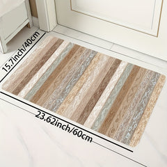 Minimalist Area Rug Wooden Striped Pattern Washable Mat for Bedroom Living Room
