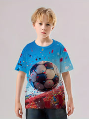 Football & Colored Ribbon 3D Print Boys T Shirt