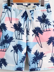 Boys Coconut Trees Print Shorts for Vacation Beach
