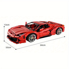3380pcs Red Sports Car Building Block Model - Perfect Birthday Christmas Gift