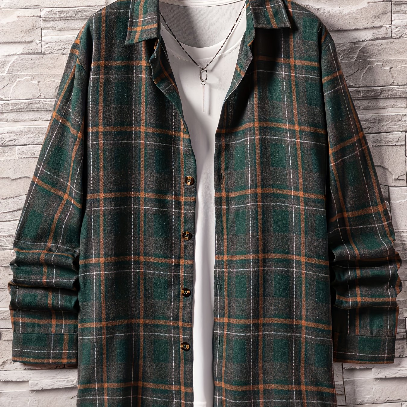Men's Plaid Button Up Long Sleeve Shirt