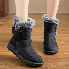 Women's Fur Lined Snow Boots Casual Hook & Loop Platform Boots Warm