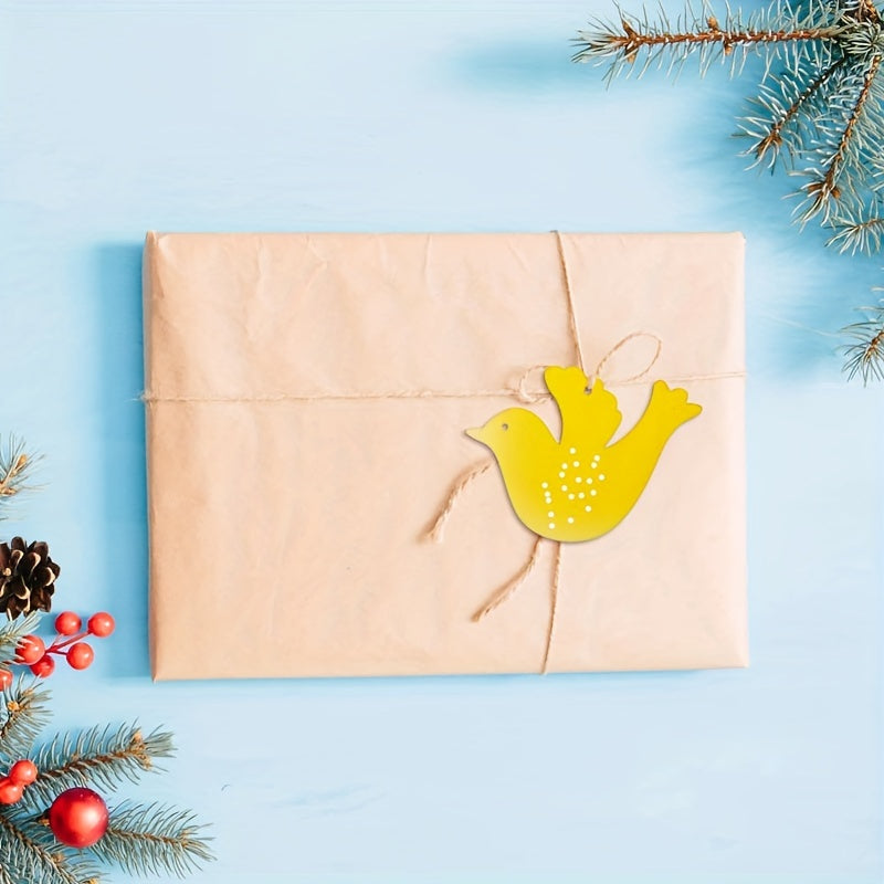 10Pcs Christmas Bird Wooden Cutouts DIY Craft Slices Shapes Gift Tags
