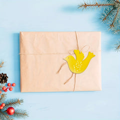 10Pcs Christmas Bird Wooden Cutouts DIY Craft Slices Shapes Gift Tags