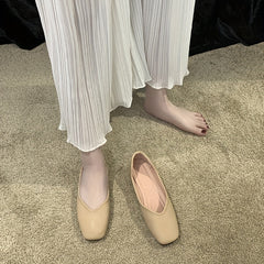 Women's Ballet Flat Shoes Square Toe Non Slip Loafers