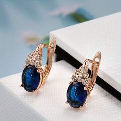 Purple Zircon Oval Earrings Full Inlay Wedding Jewelry Dangle Accessories