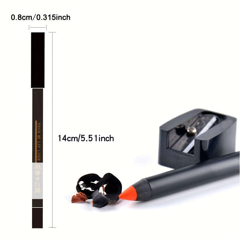 2pcs Dark Brown Lip liner & Matte Lipstick Pen Set with Sharpener