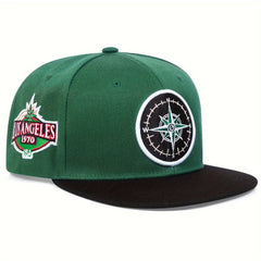 Compass Embroidered Baseball Cap Flat Bill Sun Hat Outdoor Fishing Hiking