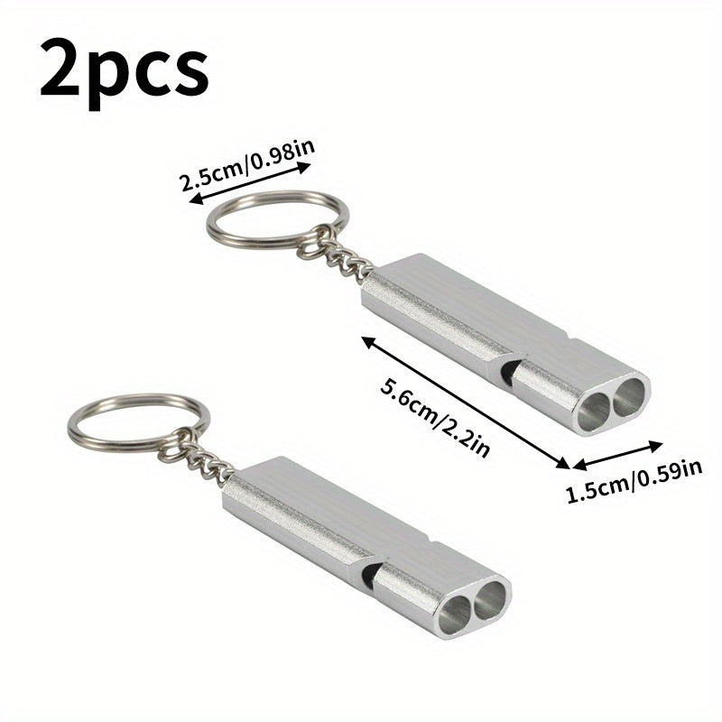 2pcs Aluminum Emergency Whistles Keychain High Decibel Survival Whistles